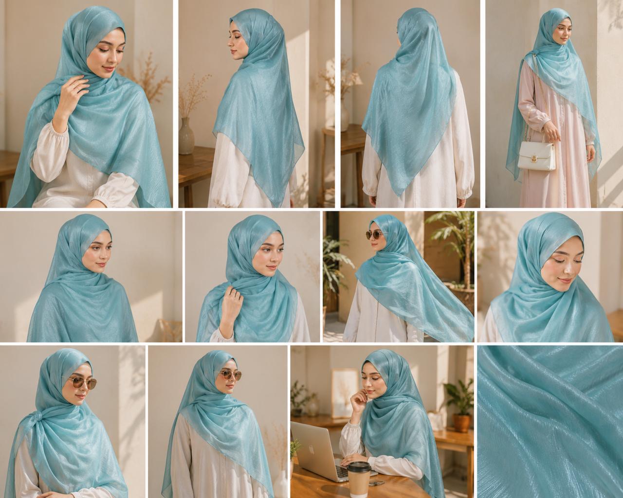 High-Shine Metallic Silver Party Wear Organza