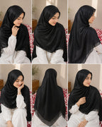Luxury Crystal Glass Organza Black Shimmer Hijab