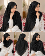 Luxury Crystal Glass Organza Black Shimmer Hijab