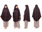 Premium Printed Namaz Full Coverage Prayer Khimar  Black & Rose Leaf Print