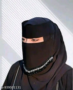 Premium Black Stone Lace Designer Niqab with Matching Hijab | Arabic Style Modest Islamic Face Veil for Women
