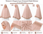 Premium Peach Lace Border Khimar for Women – Free Size Modest Hijab Prayer Wear