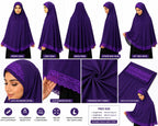 Premium Premium Lycra Khimar with Scalloped Lace Border – Full Coverage Ready-to-Wear Hijab (Deep Purple)