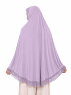 Premium Crochet Lace Khimar Hijab for Women | Instant Full Coverage Prayer Khimar | Soft Georgette Islamic Modest Wear | Lightweight Elegant Muslim Hijab | Lavender Lilac