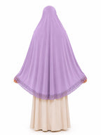 Premium Crochet Lace Khimar Hijab for Women | Instant Prayer Khimar | Soft Georgette Full Coverage Islamic Hijab | Lightweight Modest Wear | Lavender Pink