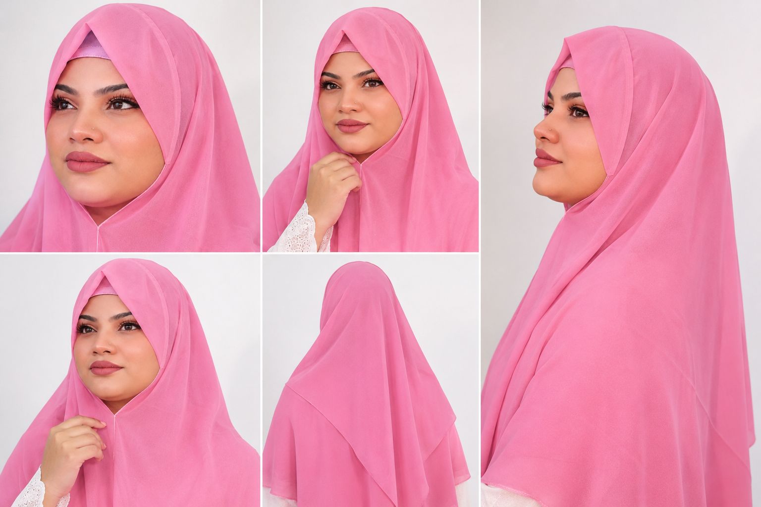 Premium Pink Lace Handwork Hijab
