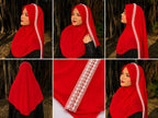 Premium Red Lace Handwork Hijab
