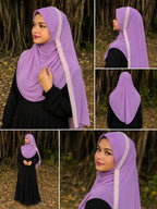 Premium Lilac Lace Handwork Hijab