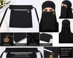 Saudi Style Black Niqab Nose Piece with Elegant Gold Round Pendant Charm