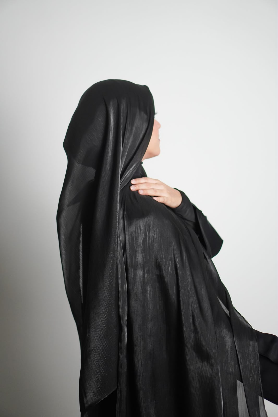 Black Organza Shimmer Hijab