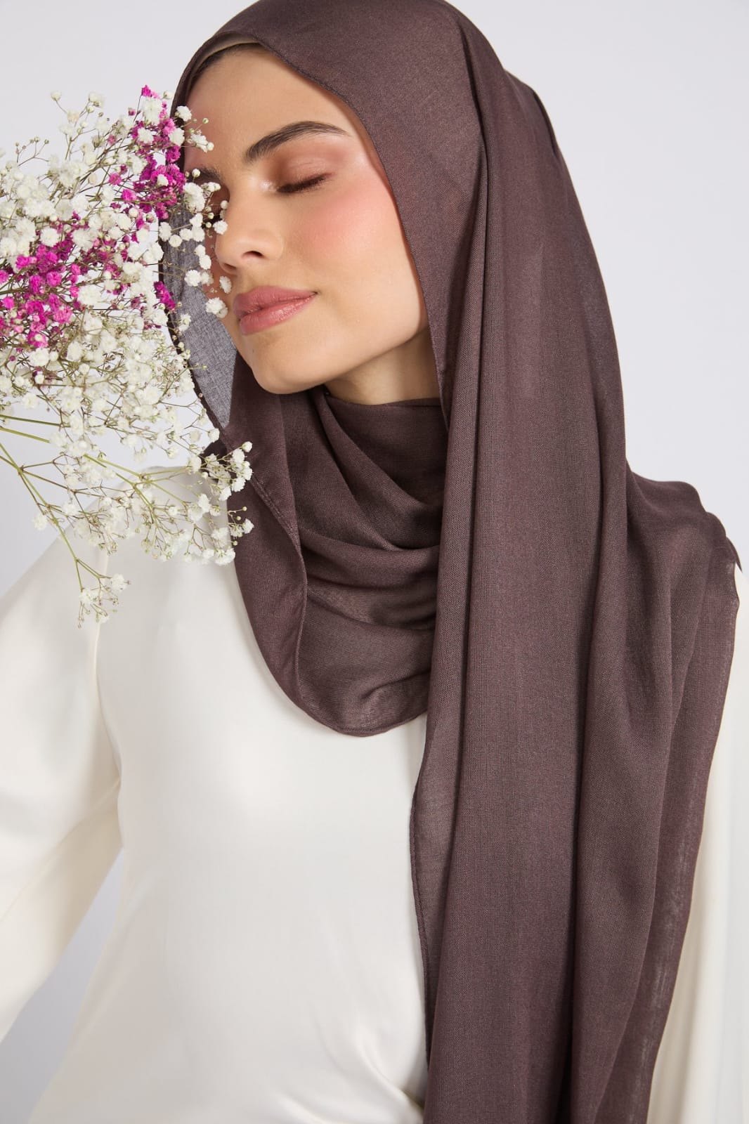 Premium Cotton Modal Hijab - Plum Truffle