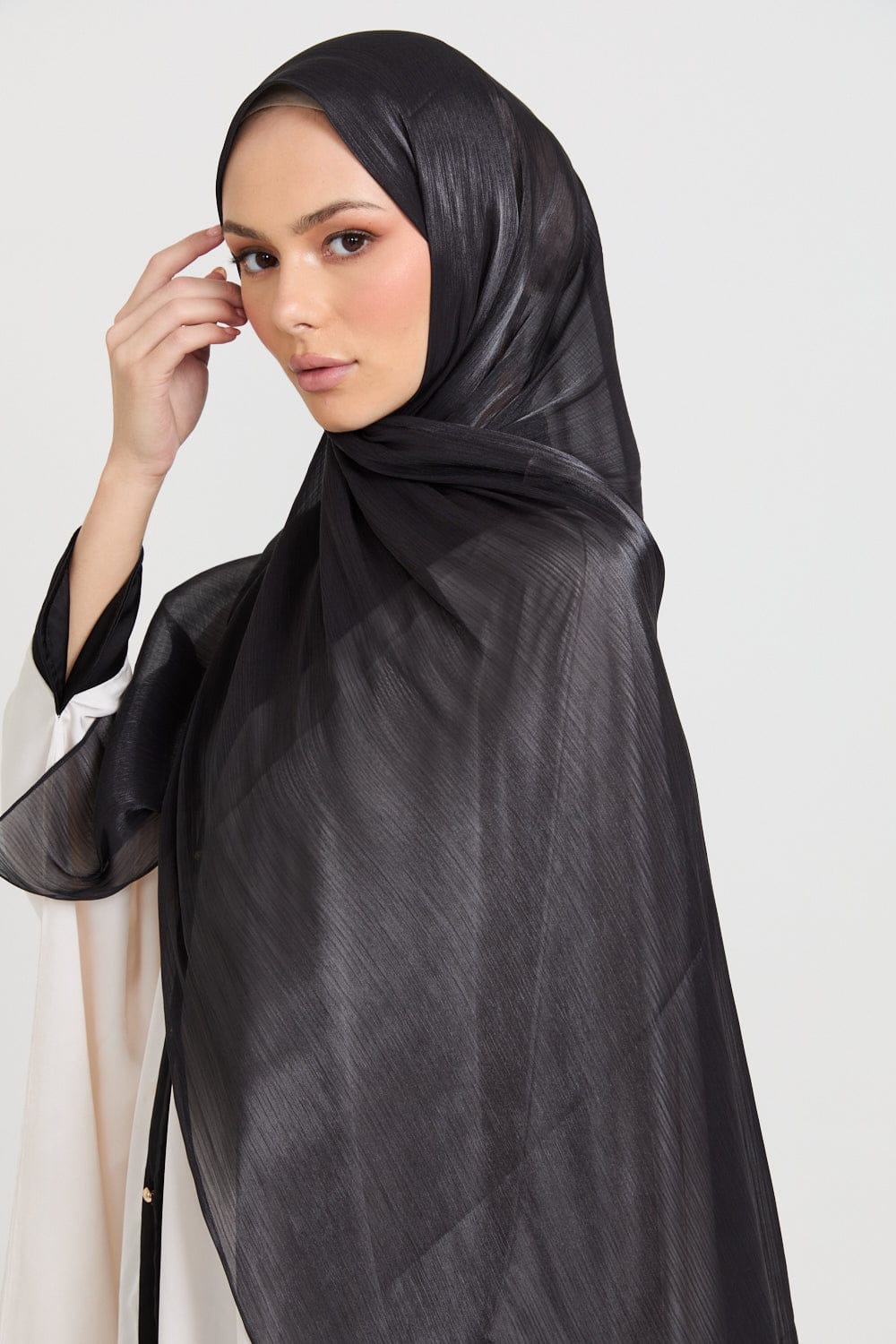 Premium Luxury Organza black hijab