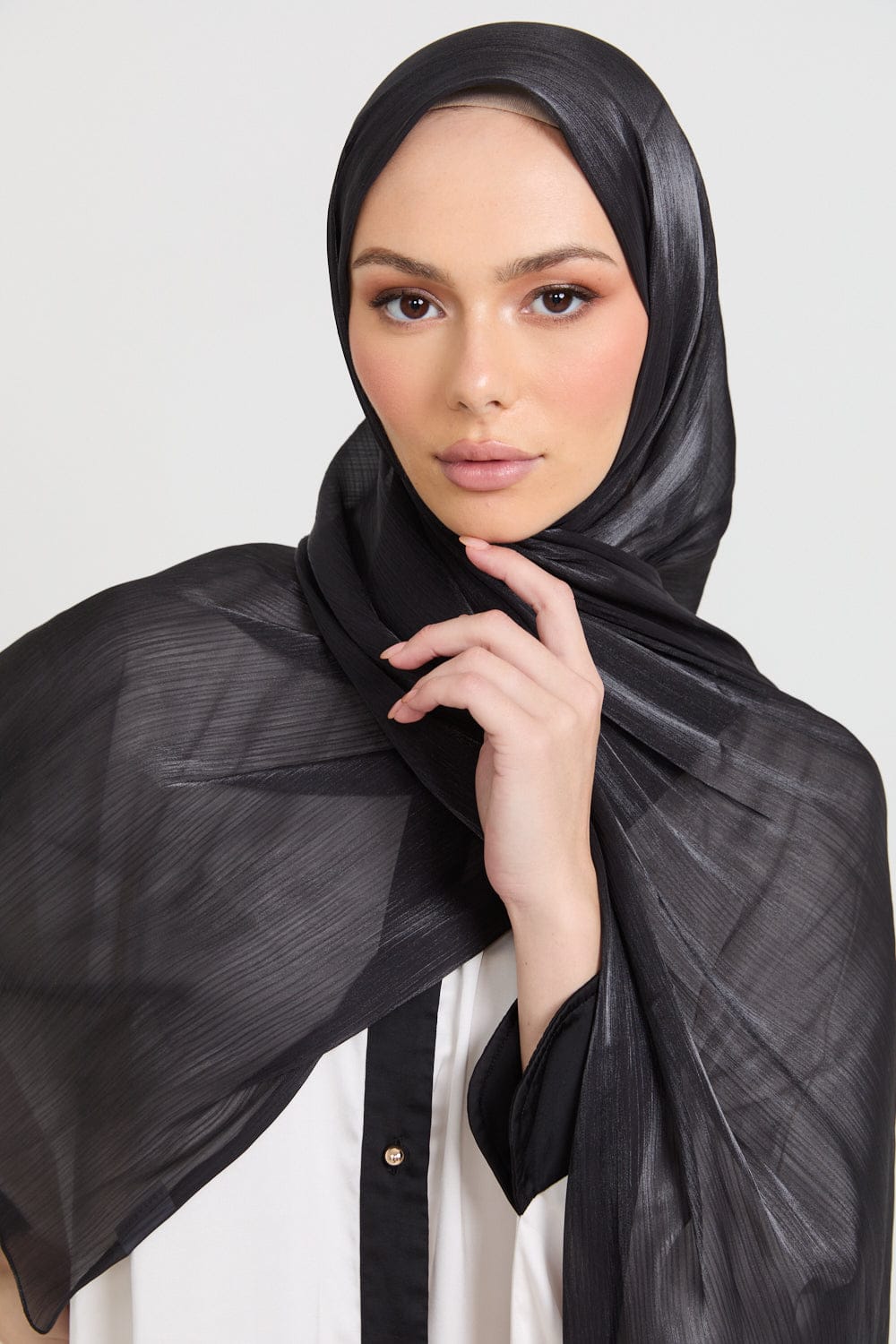Premium Luxury Organza black hijab