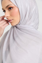 Premium Luxury Organza Hijab - Silver Mist