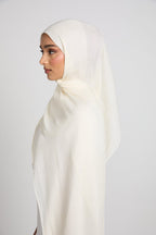 Premium Luxury Organza Hijab - Ivory White