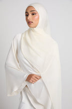Premium Luxury Organza Hijab - Ivory White