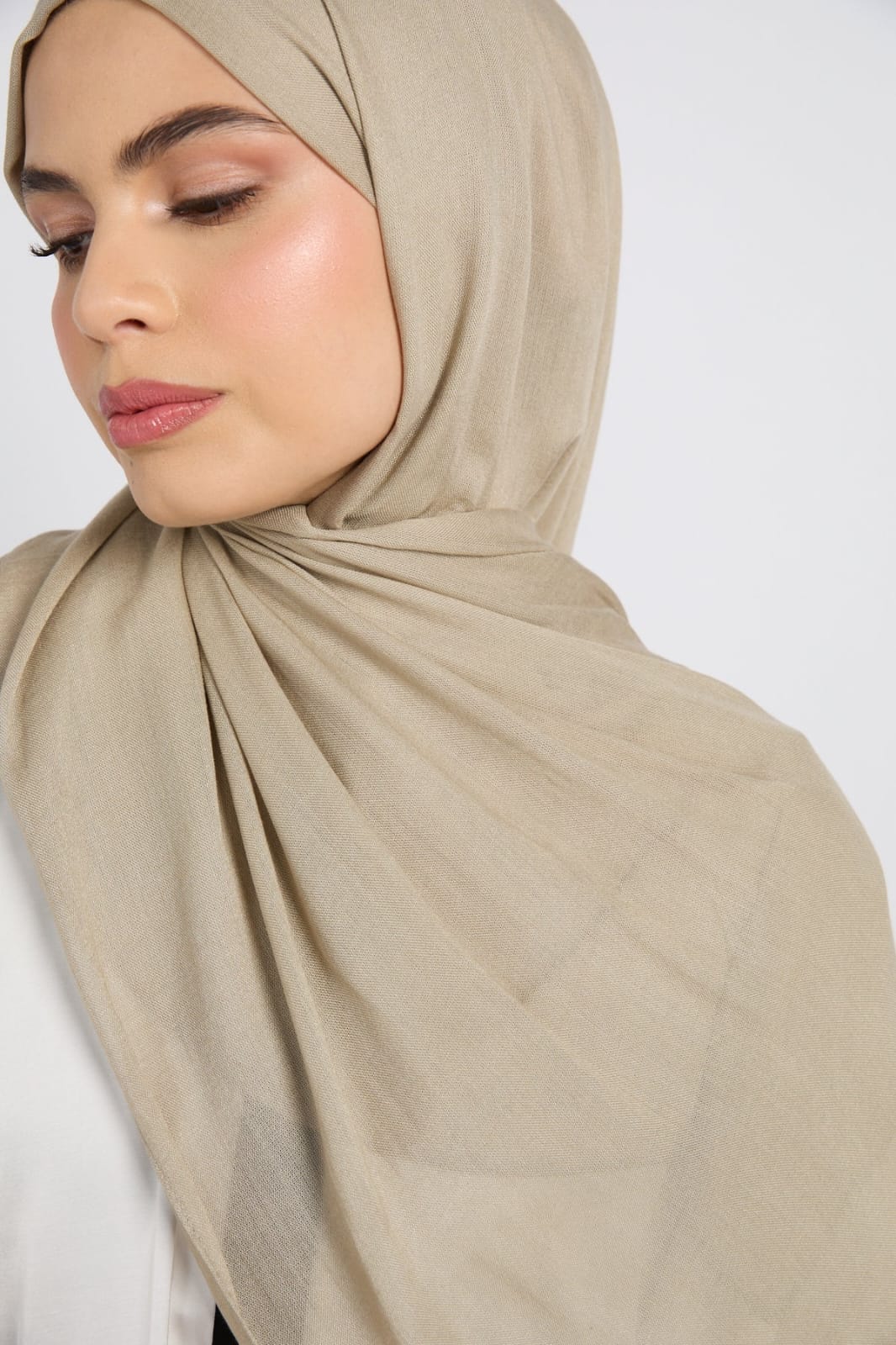 Premium Cotton Modal Hijab - Olive Grey
