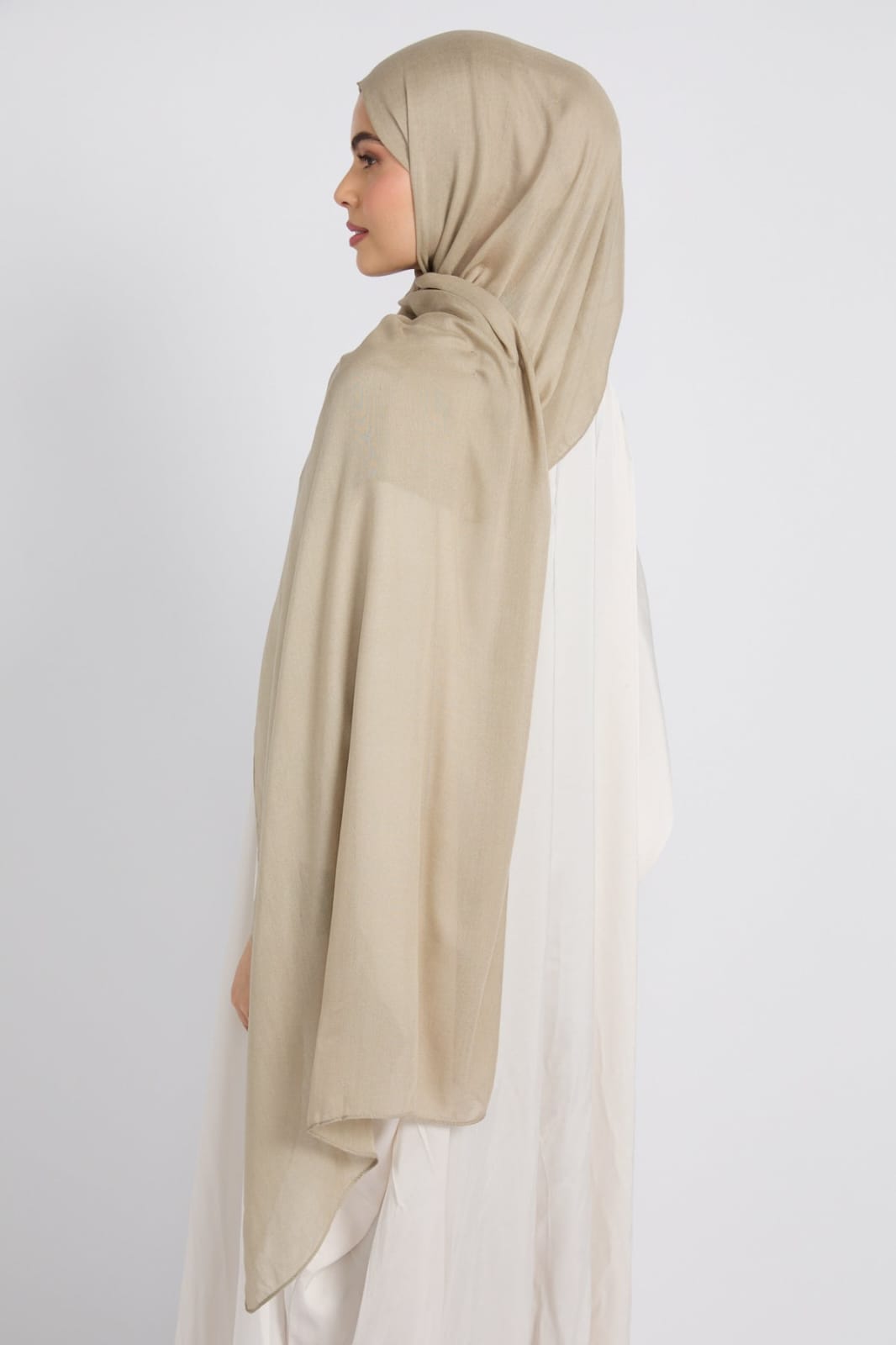 Premium Cotton Modal Hijab - Olive Grey