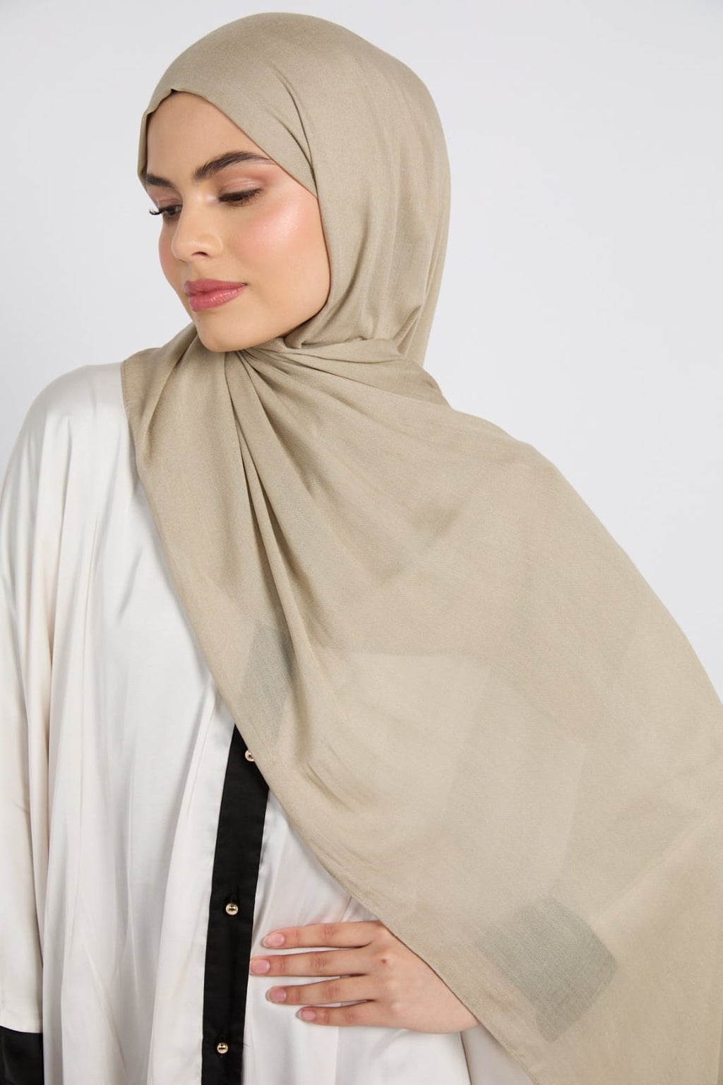Premium Cotton Modal Hijab - Olive Grey