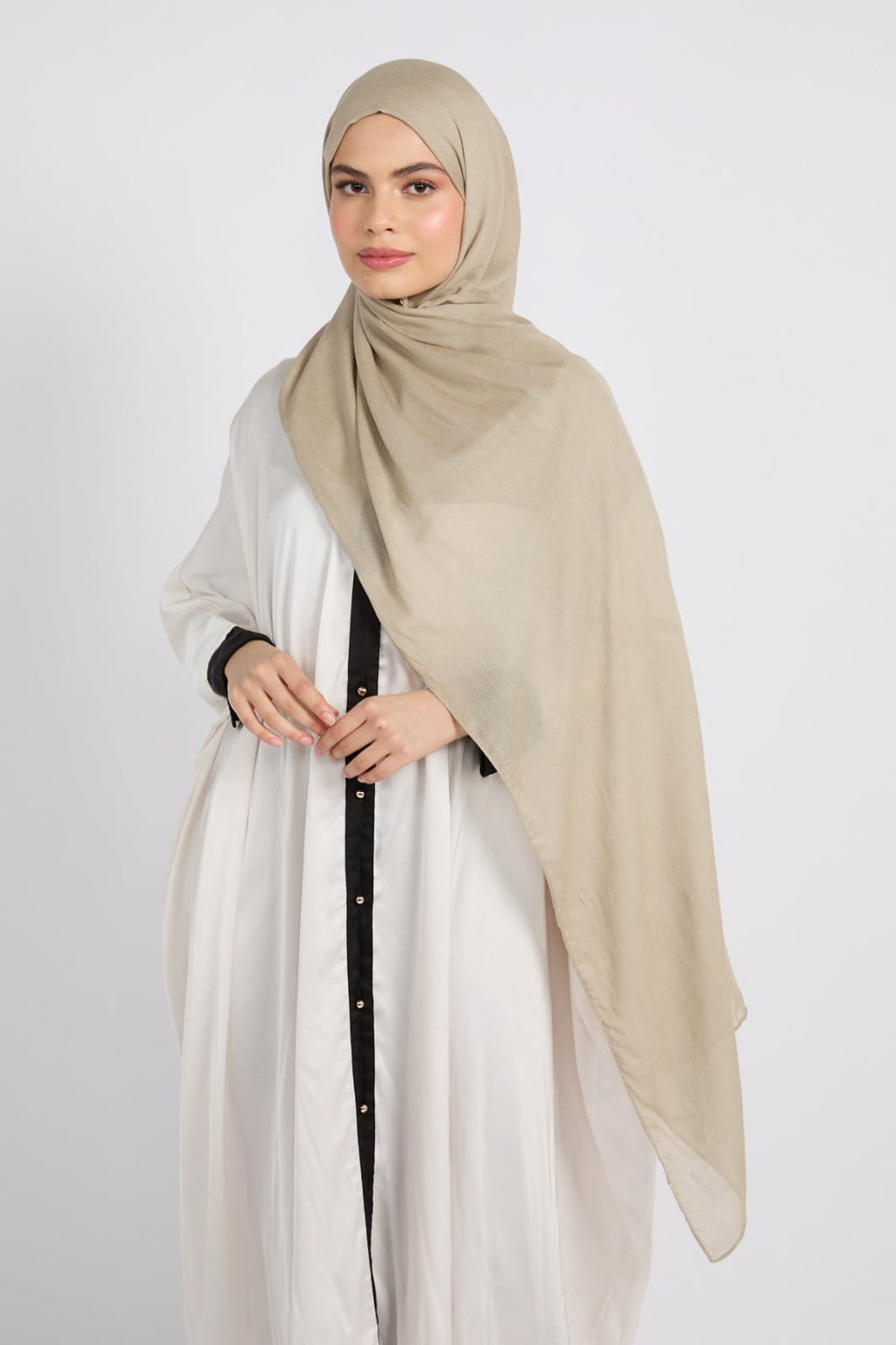 Premium Cotton Modal Hijab - Olive Grey