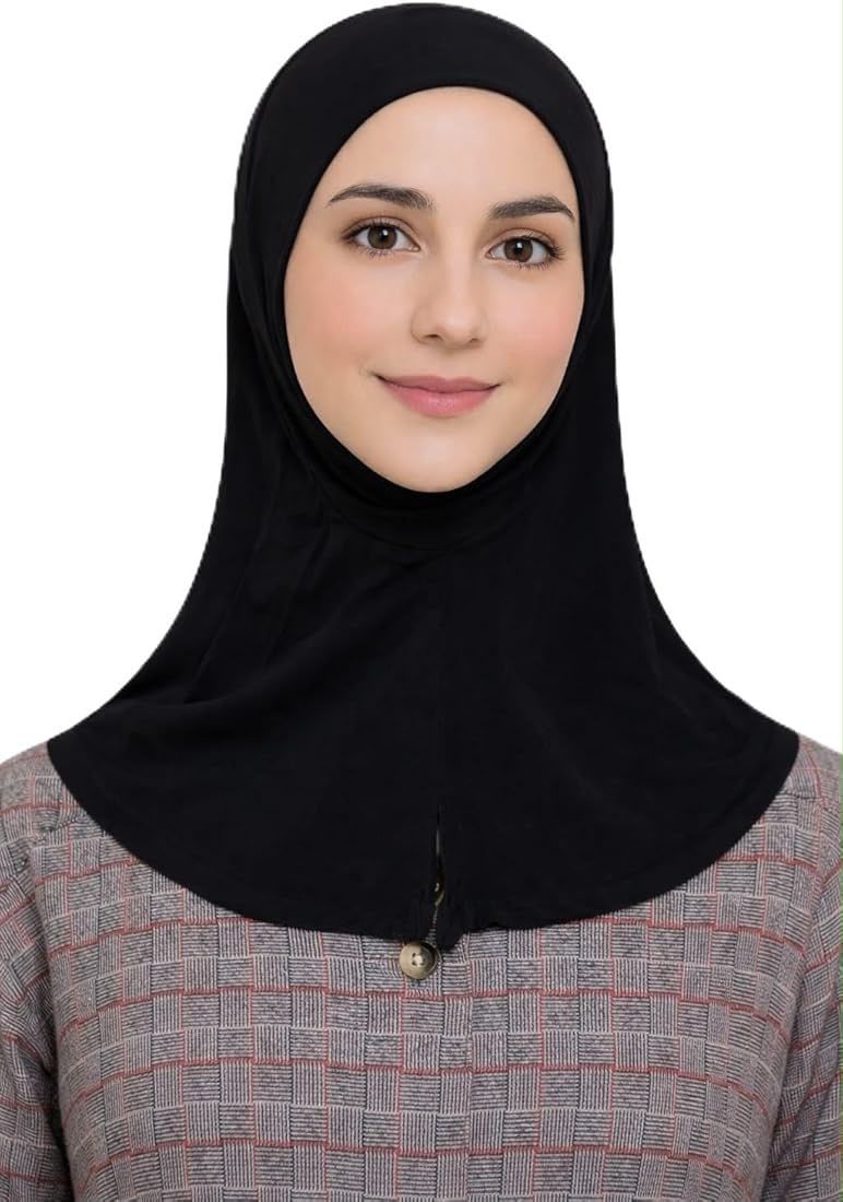 Women's Ninja Black Jersey Cap, Under Female Scarf Neck Covering Hijab Tube Cap