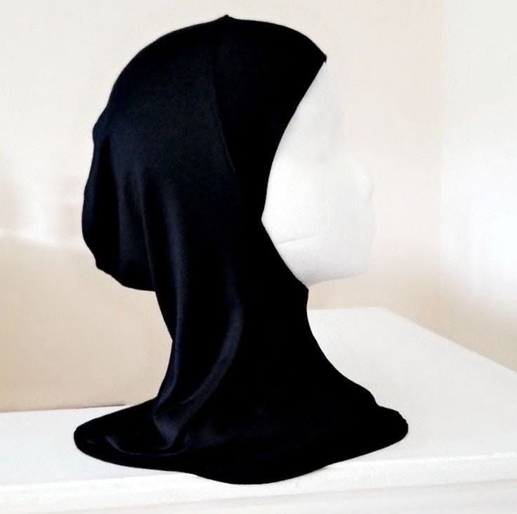 Women's Ninja Black Jersey Cap, Under Female Scarf Neck Covering Hijab Tube Cap