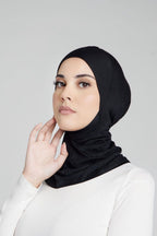 Women's Ninja Black Jersey Cap, Under Female Scarf Neck Covering Hijab Tube Cap