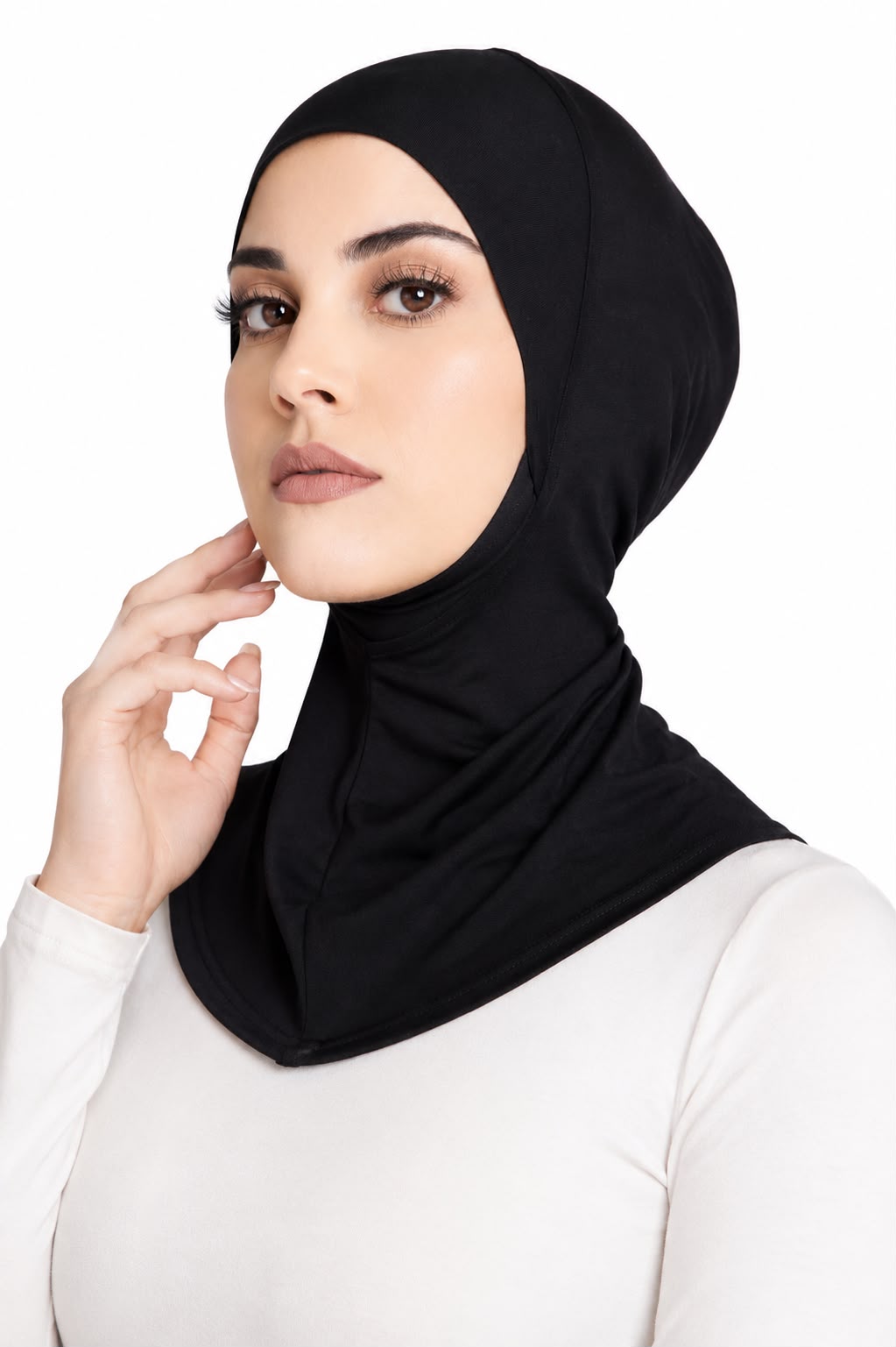 Women's Ninja Black Jersey Cap, Under Female Scarf Neck Covering Hijab Tube Cap