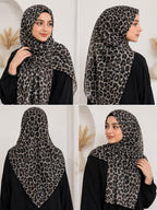 Premium Leopard Print Georgette Hijab | Soft Lightweight Printed Scarf | 185 × 75 cm