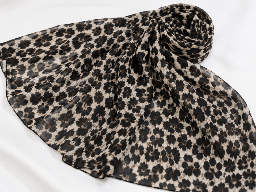 Premium Leopard Print Georgette Hijab | Soft Lightweight Printed Scarf | 185 × 75 cm