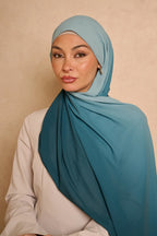 Ombré hijab - peacock green