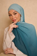 Ombré hijab - peacock green