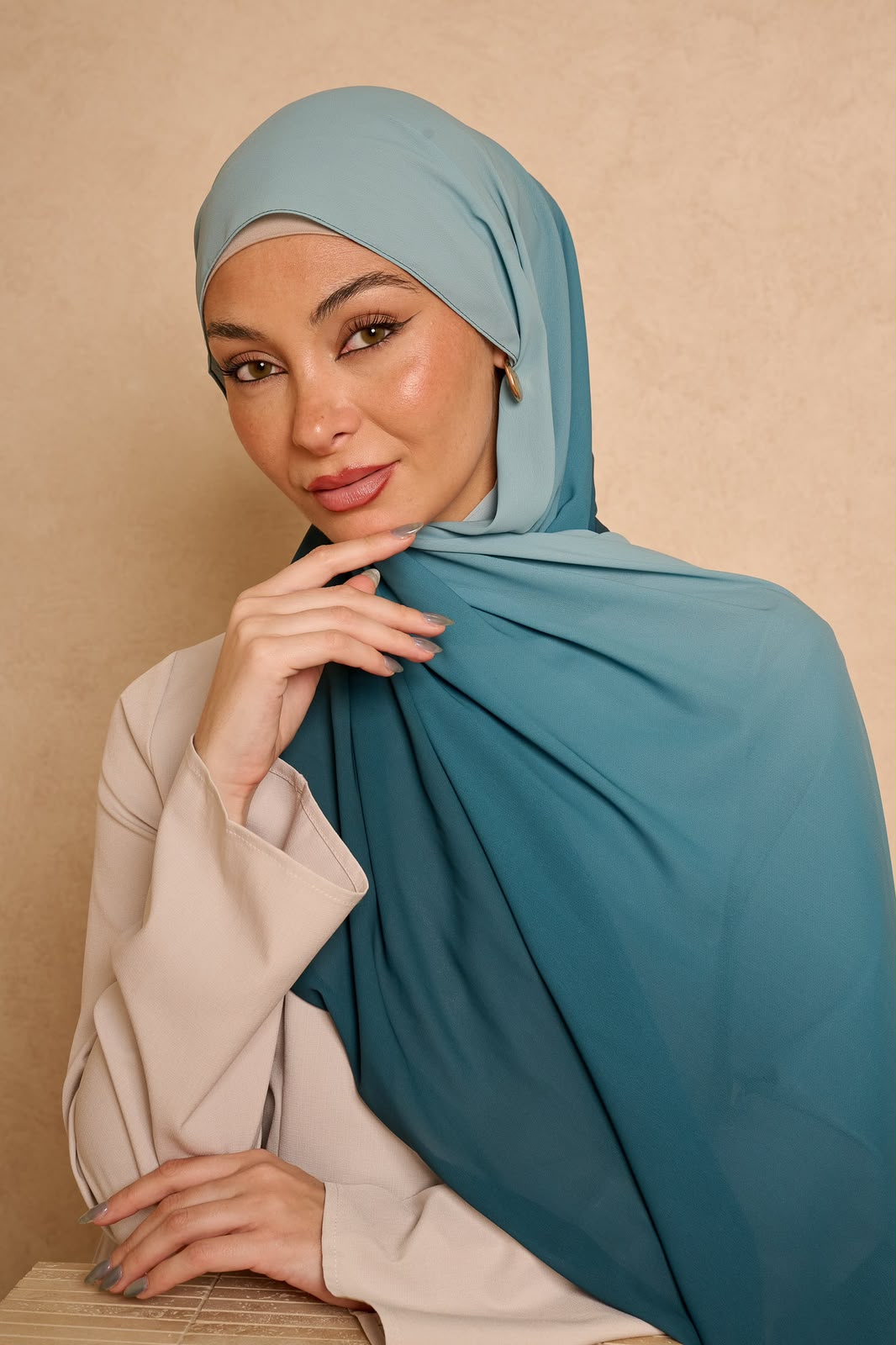 Ombré hijab - peacock green