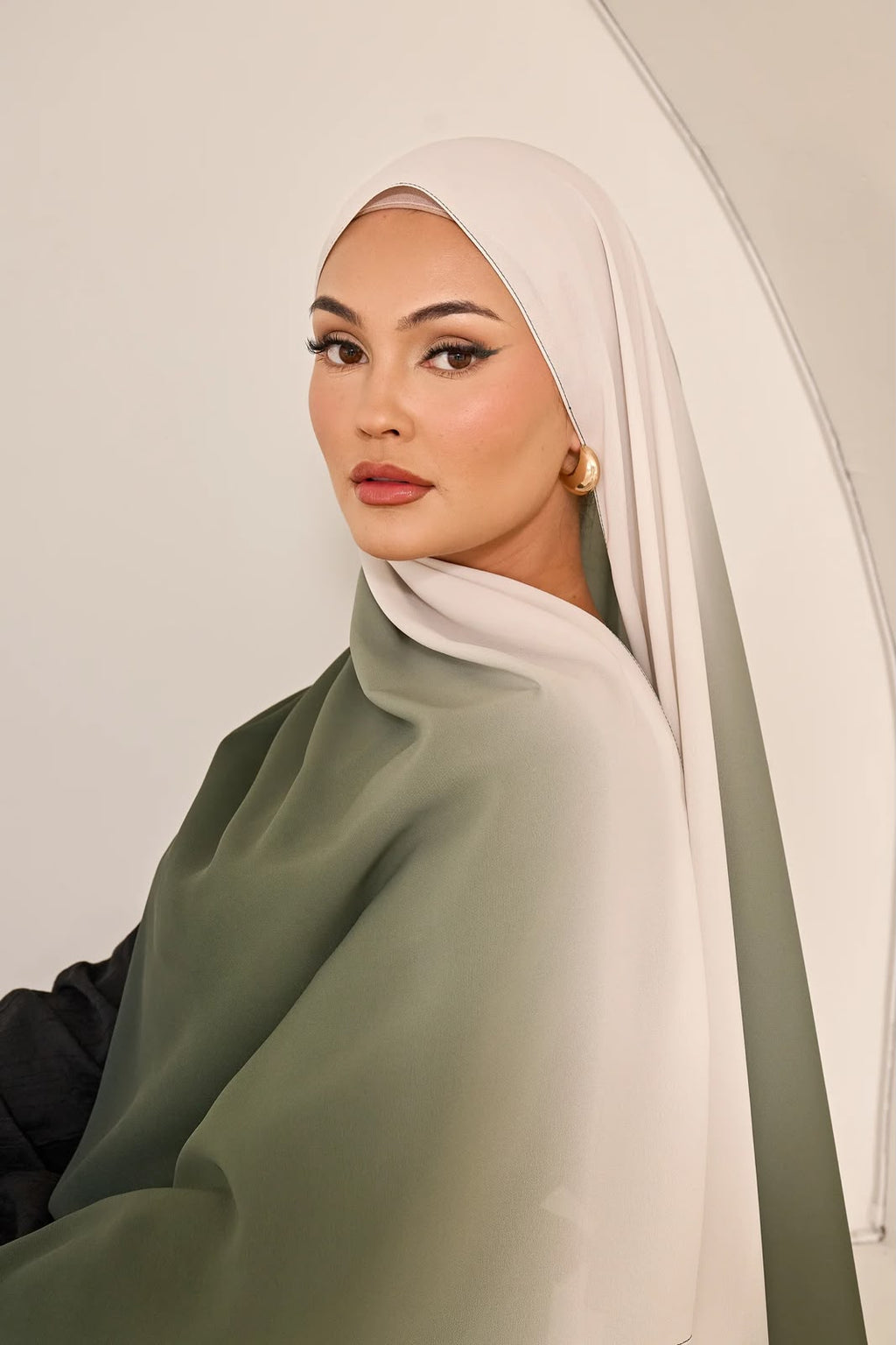 OMBRE CHIFFON SHAWL - SHADES OF GREEN