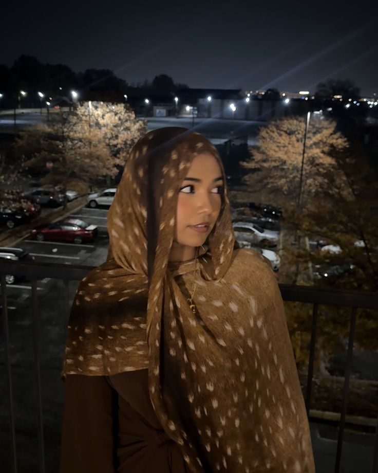 Premium Deer Print Chiffon Hijab | Soft Lightweight Printed Scarf for Women | 180 × 70 cm