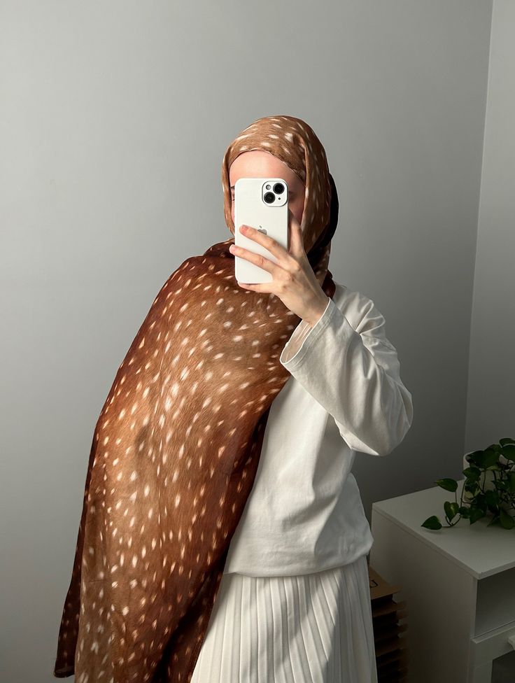 Premium Deer Print Chiffon Hijab | Soft Lightweight Printed Scarf for Women | 180 × 70 cm