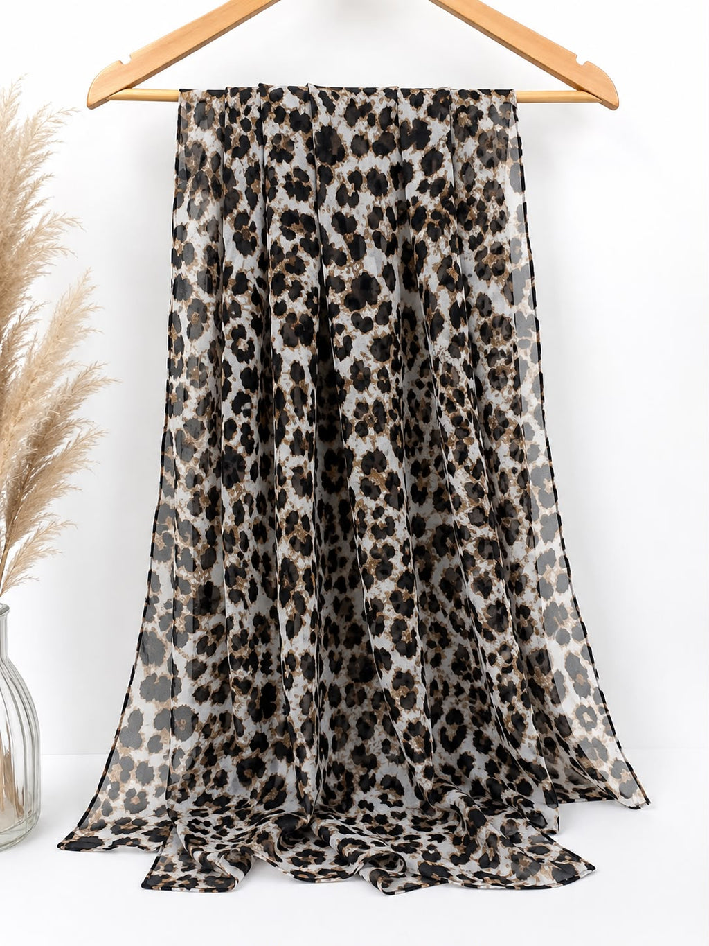 Premium Leopard Print Chiffon Hijab | Soft Lightweight Animal Print Scarf for Women | 180 × 70 cm