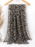 Premium Leopard Print Chiffon Hijab | Soft Lightweight Animal Print Scarf for Women | 180 × 70 cm