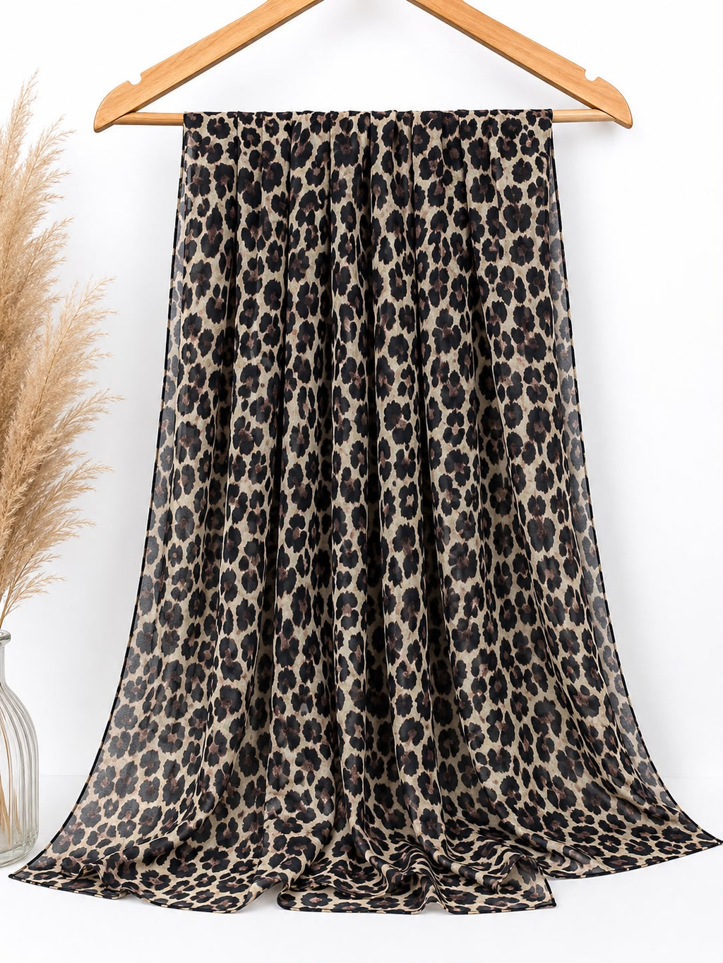 Premium Leopard Print Chiffon Hijab | Soft Lightweight Animal Print Scarf for Women | 180 × 70 cm