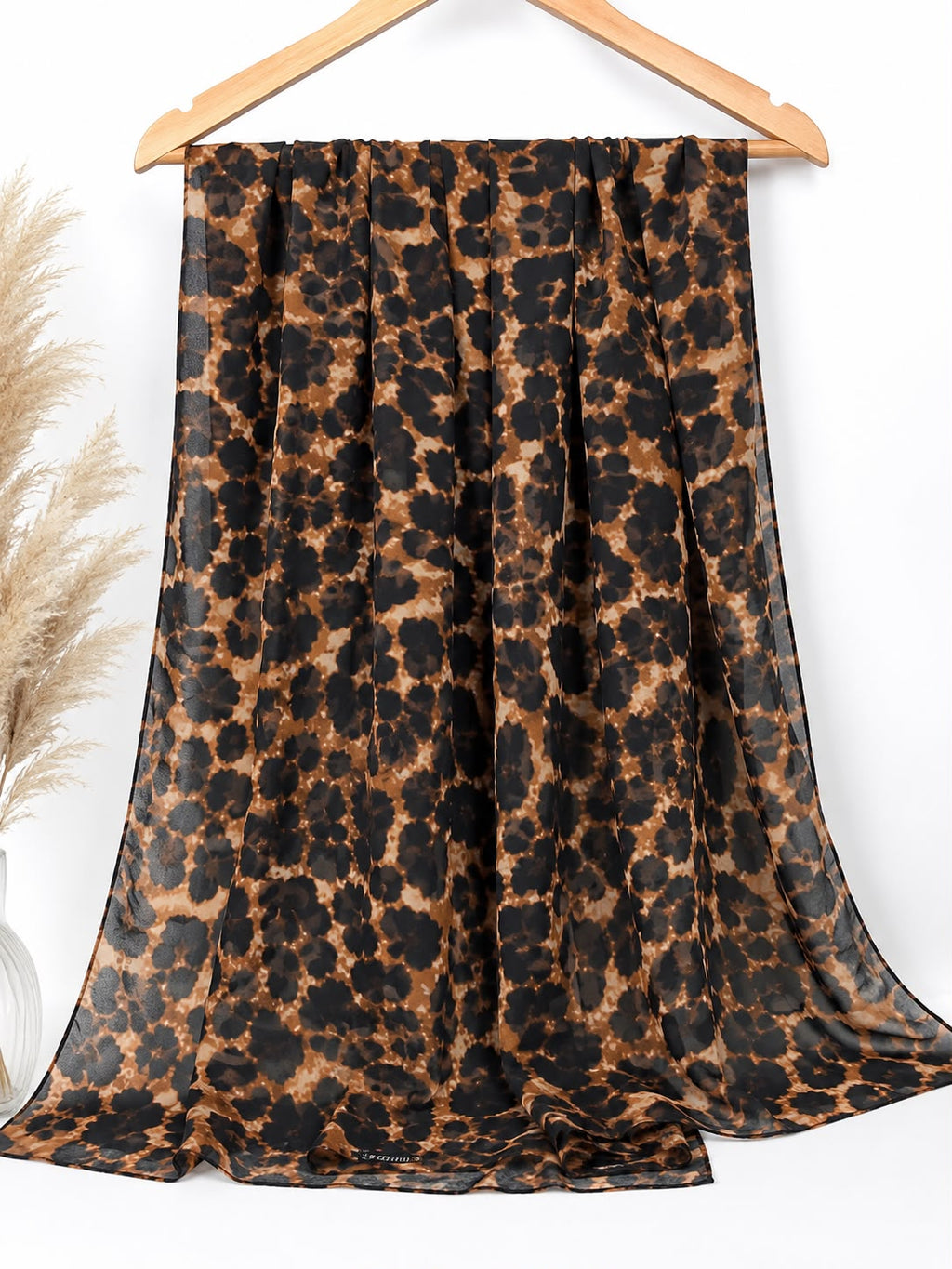 Premium Leopard Print Chiffon Hijab | Soft Lightweight Animal Print Scarf for Women | 180 × 70 cm