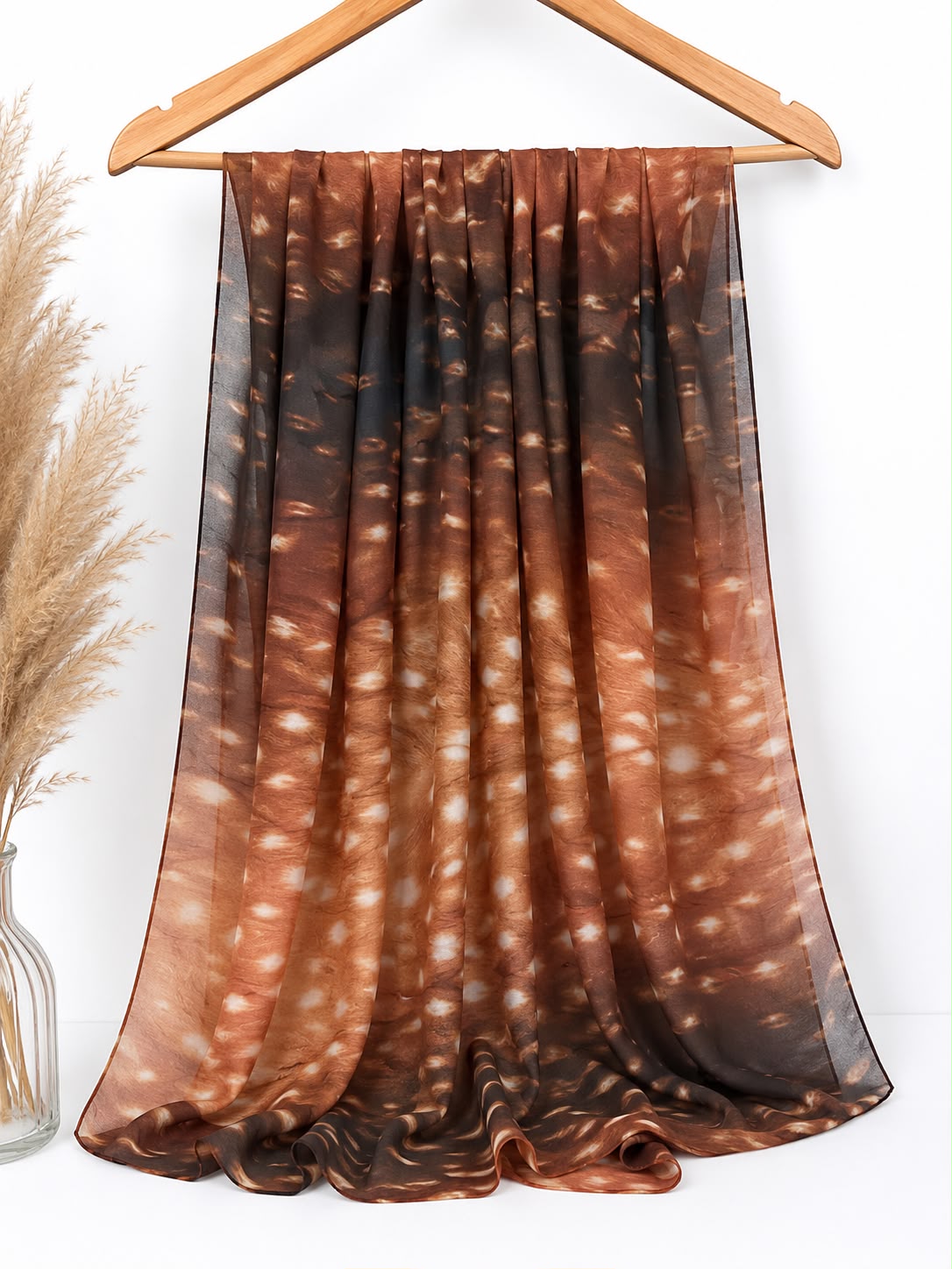 Premium Deer Print Chiffon Hijab | Soft Lightweight Printed Scarf for Women | 180 × 70 cm