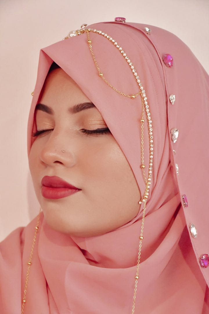 ONION PINK JHOOMAR LITE- INSTANT READY TO WEAR MAKHNI STYLE HIJAB