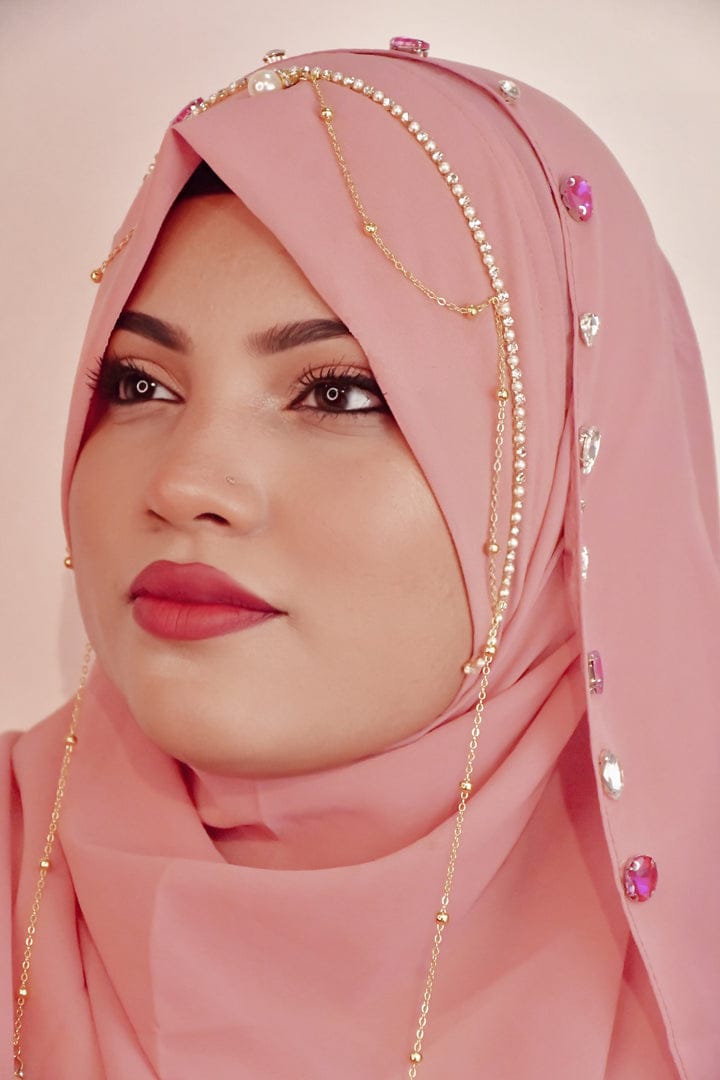 ONION PINK JHOOMAR LITE- INSTANT READY TO WEAR MAKHNI STYLE HIJAB