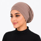 Premium Chiffon Inner Hijab Cap / Front-View Dusty Rose Slip-On Under-Scarf