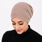 Premium Chiffon Inner Hijab Cap / Front-View Dusty Rose Slip-On Under-Scarf