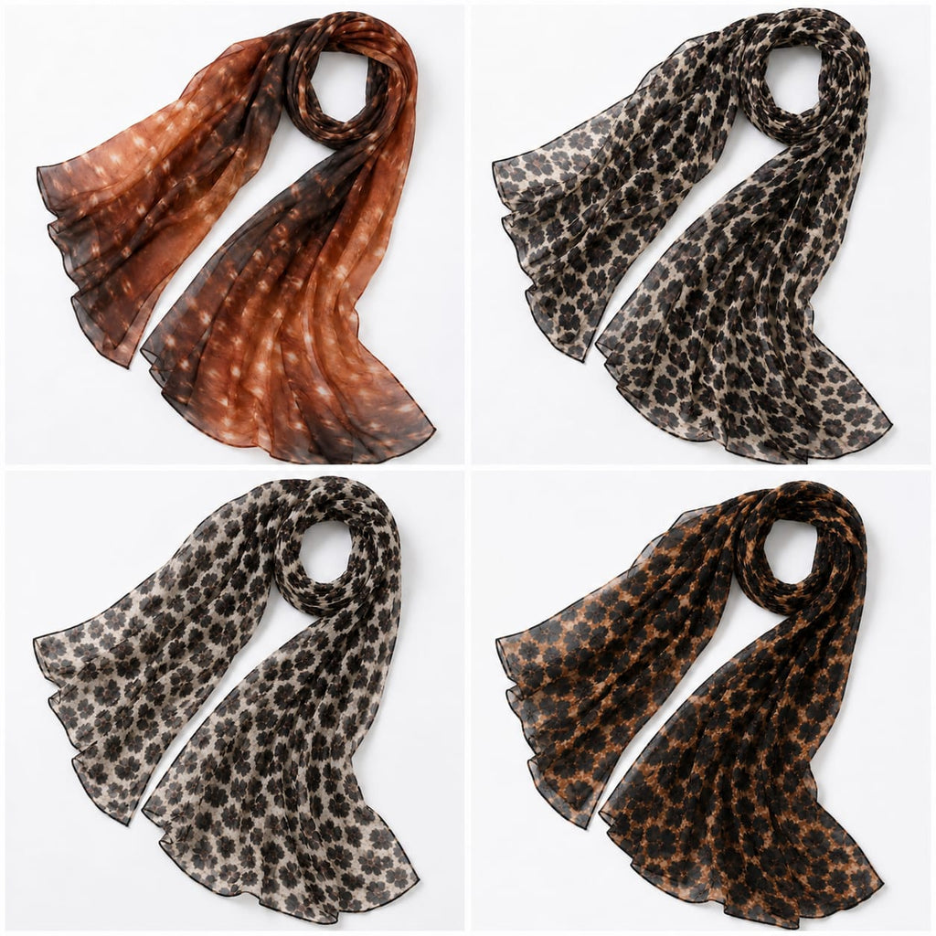 Chiffon Animal Print & Spotted Hijab Collection (Set of 4)