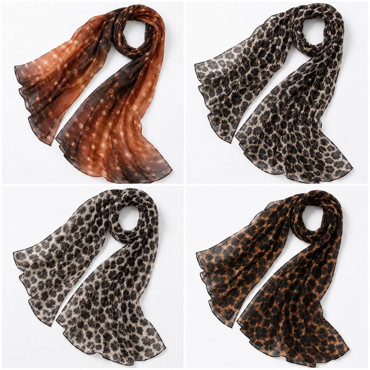 Chiffon Animal Print & Spotted Hijab Collection (Set of 4)