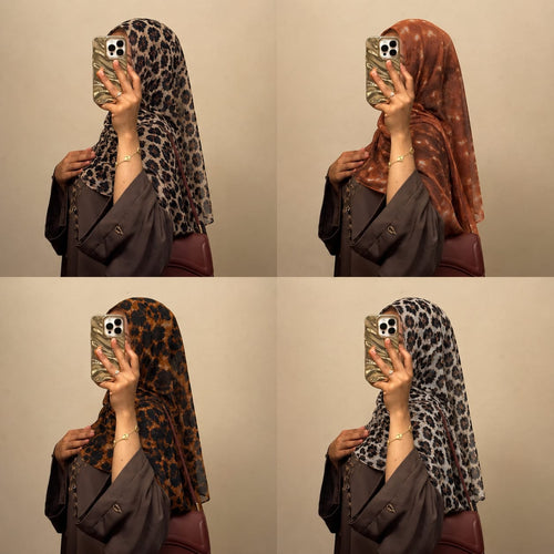 Chiffon Animal Print & Spotted Hijab Collection (Set of 4)