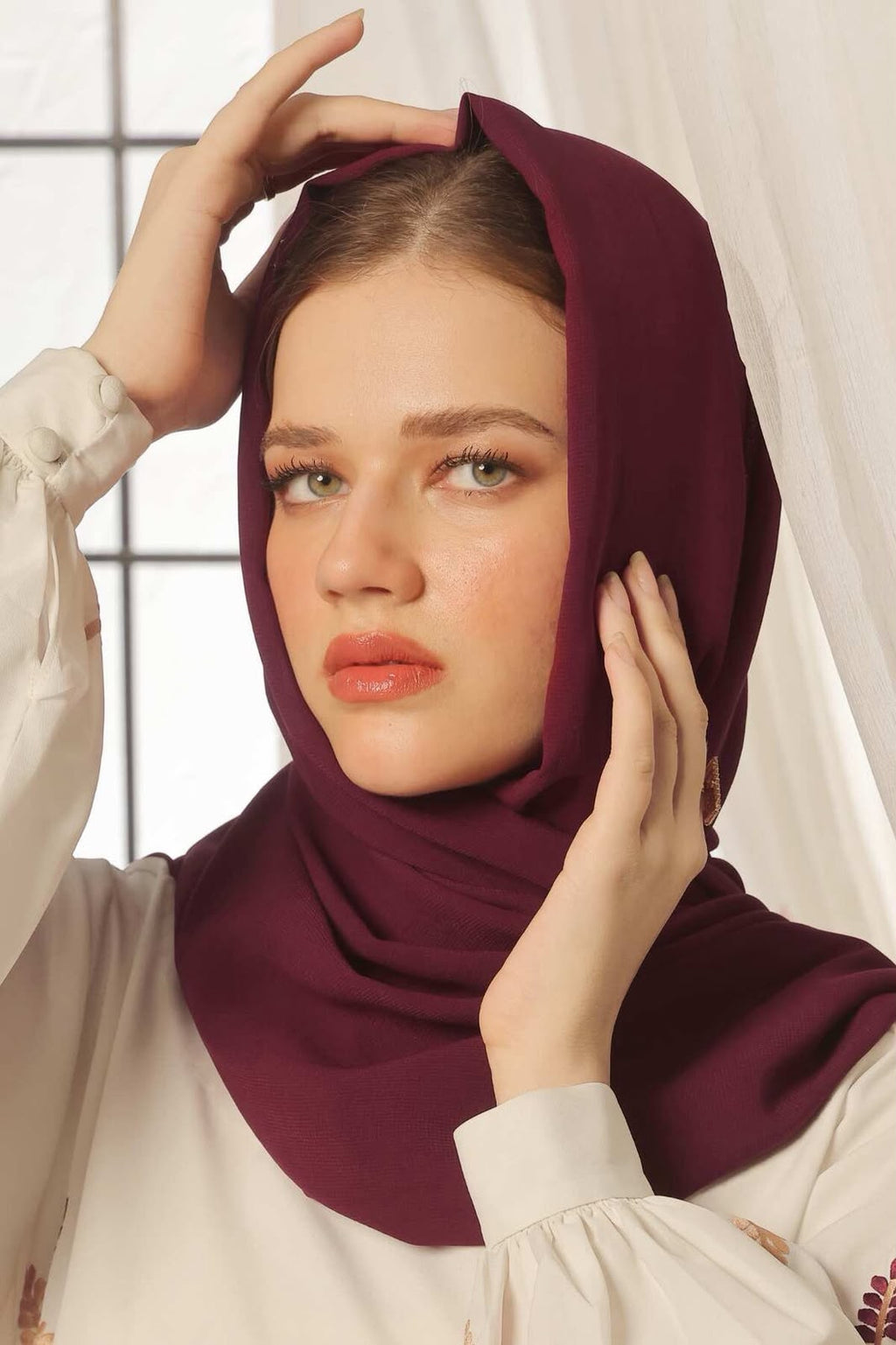 Premium georgette hijab single maroon perfect for daily wear
