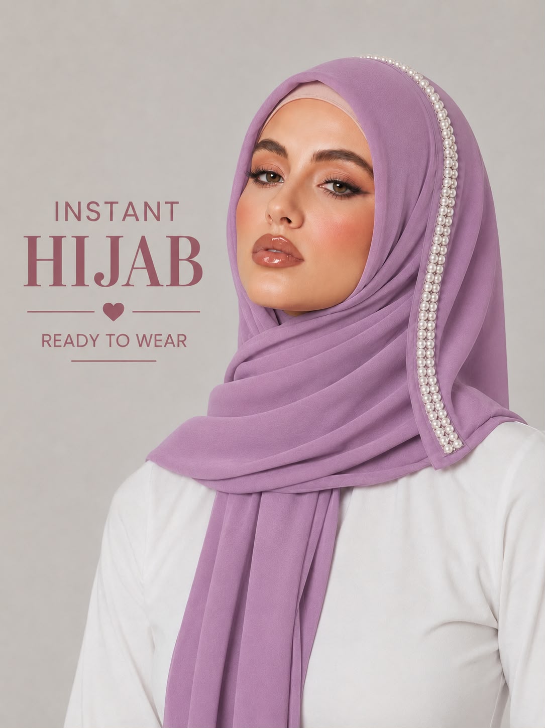Lavender Pearl Chiffon Instant Hijab